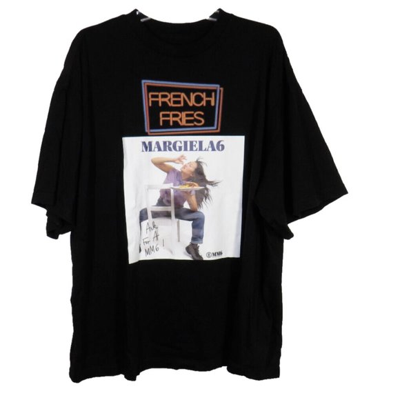 Maison Margiela MM6 French Fries Black Oversized Tee Men's Size Small - Picture 6 of 11